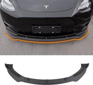 🚀 enhance your tesla model y with a matte carbon fiber pattern front bumper lip kit: car mods, spoilers, and accessories for 2020-2022 tesla model y logo