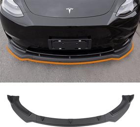 img 4 attached to 🚀 Enhance Your Tesla Model Y with a Matte Carbon Fiber Pattern Front Bumper Lip Kit: Car Mods, Spoilers, and Accessories for 2020-2022 Tesla Model Y