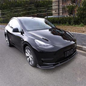 img 2 attached to 🚀 Enhance Your Tesla Model Y with a Matte Carbon Fiber Pattern Front Bumper Lip Kit: Car Mods, Spoilers, and Accessories for 2020-2022 Tesla Model Y
