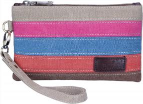 img 4 attached to Womens Canvas Smartphone Wristlet Clutch Wallet Purse For IPhone 6S/7 Plus/8 Plus/X From Lecxci