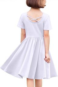 img 4 attached to Cute And Comfortable Girls' Summer Dress: Arshiner Short Sleeve Cotton A-Line Skater Sundress For 4-14 Year Olds