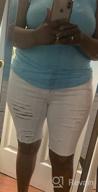 img 1 attached to 👖 Stylish and Comfortable: Roswear Women's Ripped Denim Bermuda Shorts - Mid Rise and Stretchy review by Robert Sorrells