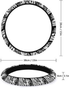 img 3 attached to Xiladoso Универсальные аксессуары для автомобилей: Рулевые колеса с черным и белым рисунком тигра - Защитные чехлы для рулевого колеса автомобиля.