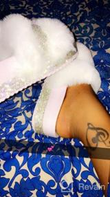 img 5 attached to Rhinestone Faux Fur Flatform Slide Sandals With Molded Footbed - Crystal Clear Stylish Footwear