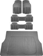 fh group 3 row climaproof™ trimmable non-slip vinyl floor mats with cargo liner- universal fit for cars trucks and suvs (gray) f11306 f16401 logo