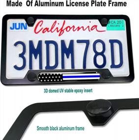 img 3 attached to Thin Blue Line Police License Plate Frame - American Flag Matte Black Car Tag Cover Holder For Officers Men Law Enforcement Gifts