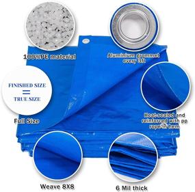 img 1 attached to 🌊 Waterproof Blue Tarp 6 Mil - Ideal for Tent Canopy, Boat, RV, Pool Cover - Small Outdoor 8x10 Tarp, Blue-6mils