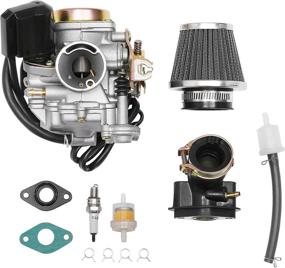 img 4 attached to 🛵 Enhanced Performance PD18J Carburetor Replacement for GY6 4 Stroke Moped Engine - Taotao Kymco Scooter, Complete with Fuel Filter, Spark Plug, and Intake Manifold