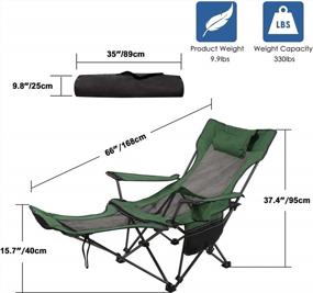img 1 attached to LEADALLWAY Складной стул для кемпинга с подставкой для ног, складной стул для кемпинга с подстаканником и съемной сумкой для хранения, сверхмощный пляжный стул для лагеря на открытом воздухе, пикника, путешествий, рыбалки (зеленый)