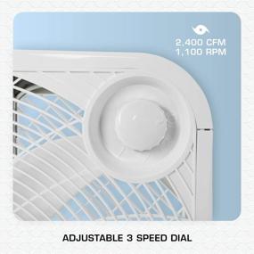 img 1 attached to 🌀 Hurricane Box Fan - 20 Inch, Classic Series, Floor Fan with 3 Energy Efficient Speed Settings, Compact Lightweight Design - ETL Listed, White