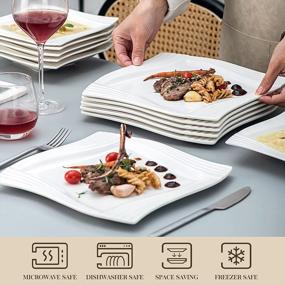 img 1 attached to MALACASA Amparo Porcelain Dinnerware Set - Square White Plates & Bowls, 12 Pc Set For 6 - Perfect For Serving Salad, Dessert, Pasta & Soup