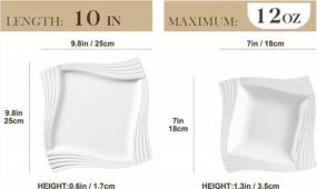 img 3 attached to MALACASA Amparo Porcelain Dinnerware Set - Square White Plates & Bowls, 12 Pc Set For 6 - Perfect For Serving Salad, Dessert, Pasta & Soup