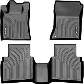 img 4 attached to Enhanced OEDRO All-Weather Guard Floor Mats Set for 2019-2022 Nissan Altima, Premium Black TPE Material, Complete 1st and 2nd Row Liners Included