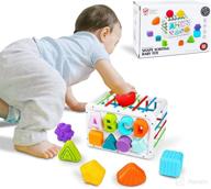 👶 get your toddler sorting in style with our baby shape sorting toy! perfect for early learning and sensory development - 14 colorful textured shapes blocks included logo