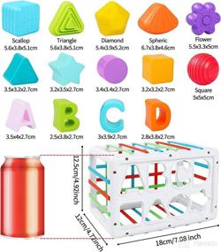 img 2 attached to 👶 Get Your Toddler Sorting in Style with Our Baby Shape Sorting Toy! Perfect for Early Learning and Sensory Development - 14 Colorful Textured Shapes Blocks Included