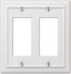 upgrade your décor with amerelle continental double rocker cast metal wallplate in white (94rrw) logo