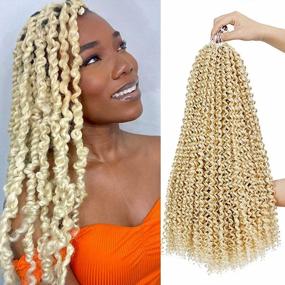 img 4 attached to 18-Inch Water Wave Passion Twist Crochet Hair In 613# Blonde Color - Dorsanee Bohemian Synthetic Hair Extensions For Black Women'S Passion Twists Braiding (7Pcs)