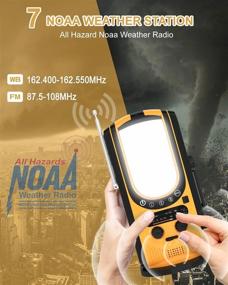 img 3 attached to Солнечная ручная радиостанция 6000 мАч с прогнозом погоды FM / NOAA, светодиодным фонарем для кемпинга, зарядным устройством для телефона и аварийным сигналом SOS - портативное устройство с батарейным питанием для дома, кемпинга и выживания