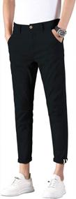 img 3 attached to Men'S Slim Fit Khaki Pants Stretch Cropped Chino Skinny Plaid & Plain