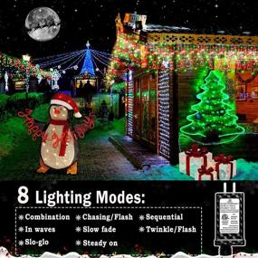 img 3 attached to 1216 LED 99Ft 8 Modes Christmas Lights Outdoor Decorations Curtain Fairy String Light With 228 Drops, Clear Wire Indoor Wedding Party Xmas Decoration (Red And Green)