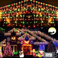 1216 led 99ft 8 modes christmas lights outdoor decorations curtain fairy string light with 228 drops, clear wire indoor wedding party xmas decoration (red and green) логотип