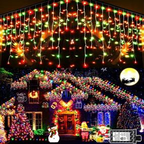 img 4 attached to 1216 LED 99Ft 8 Modes Christmas Lights Outdoor Decorations Curtain Fairy String Light With 228 Drops, Clear Wire Indoor Wedding Party Xmas Decoration (Red And Green)