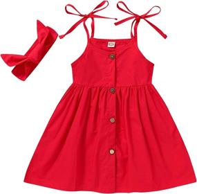 img 4 attached to Toddler Summer Button Princess Sundress Girls' Clothing ~ Dresses