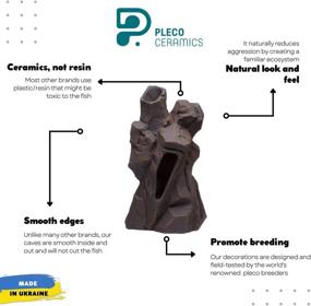 img 3 attached to 🪨 Ceramic Rock Stone Decoration - Aquarium Fish Tank Hideaway Decor - Ideal for Cichlids, Plecos, and Bettas - Plecoceramics Sheer Cliff