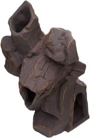 img 1 attached to 🪨 Ceramic Rock Stone Decoration - Aquarium Fish Tank Hideaway Decor - Ideal for Cichlids, Plecos, and Bettas - Plecoceramics Sheer Cliff
