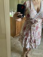 img 1 attached to Floral Wrap Mini Dress For Women: Bohemian Style With Ruffle Hem & V-Neck Cut, Perfect For Summer Beach Days! (Sizes S-XL) review by Steve Albright