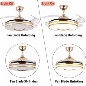img 1 attached to TFCFL Modern Ceiling Fan With Light And Remote Control Retractable Blades Ceiling Chandelier Fan 3 Color Changeable Fandelier For Living Room Bedroom （42”, Gold）