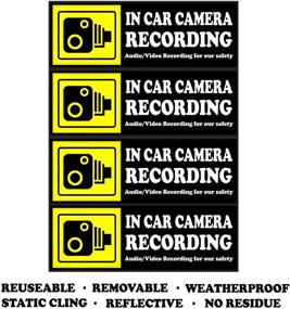 img 2 attached to 📷 Camera Audio Video Recording Stickers- Yellow Dashcam Warning Decals for Cars: Removable, Reusable Static Cling Accessories for Rideshare & Taxi Drivers