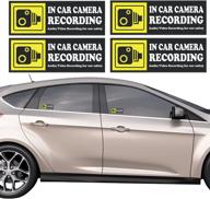 📷 camera audio video recording stickers- yellow dashcam warning decals for cars: removable, reusable static cling accessories for rideshare & taxi drivers логотип