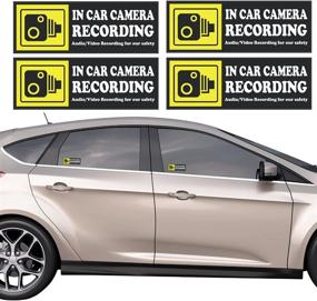 img 4 attached to 📷 Camera Audio Video Recording Stickers- Yellow Dashcam Warning Decals for Cars: Removable, Reusable Static Cling Accessories for Rideshare & Taxi Drivers