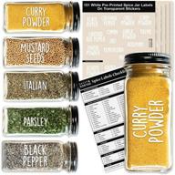 clear, waterproof spice jar labels stickers - 153 preprinted white all caps - perfect for rectangular spice jars, herb seasoning kitchen labels, pantry organization logo