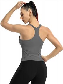 img 3 attached to ATTRACO Women Ribbed Workout Crop Tops With Built In Bra Yoga Racerback Tank Top Tight Fit