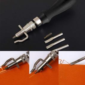 img 1 attached to 7-In-1 Pro Adjustable Leather Groover Tool (Black) - Perfect For Leathercraft Work!