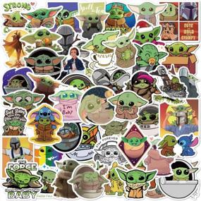 img 4 attached to 50 Pcs Cute & Funny Baby Yoda Stickers - The Mandalorian Star Wars Decal For Hydro Flask, Laptop, Etc