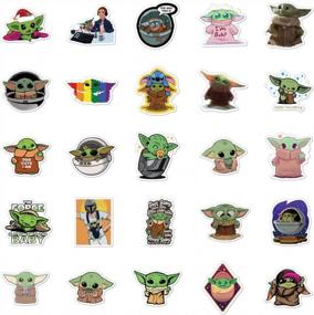 img 2 attached to 50 Pcs Cute & Funny Baby Yoda Stickers - The Mandalorian Star Wars Decal For Hydro Flask, Laptop, Etc