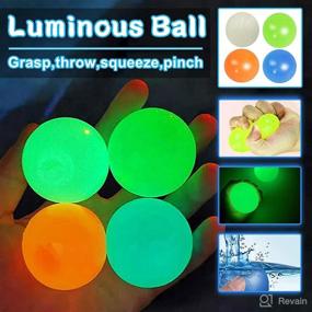 img 1 attached to 🌟 Gialer 4pcs Sticky Balls: Glow-in-the-Dark Fidget Toys for Kids and Adults, Sensory Stress Relief Gifts in 4 Vibrant Colors