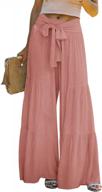 nirovien womens wide leg palazzo lounge pants high waist smocked beach pants linen casual tiered trousers logo