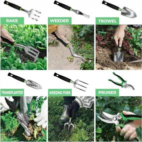 img 1 attached to 11 PC Heavy Duty Aluminum Gardening Tool Set - Perfect Gift For Women Gardeners!