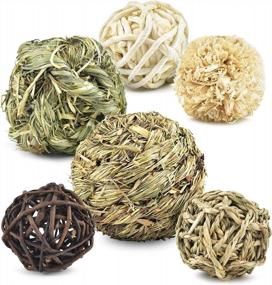 img 4 attached to Edible Woven Grass Ball Toy For Small Pets: Timothy Grass And Willow Treats For Rabbits, Guinea Pigs, Chinchillas And Gerbils