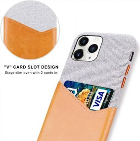 img 1 attached to Lopie Slim Card Case Compatible With IPhone 12 Pro Max (6.7"), [Sea Island Cotton Series] Phone Case With Card Holder, Fabric Protection Cover With Leather Card Slot Design, Brown