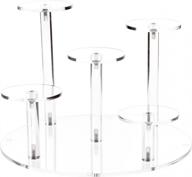 plymor clear acrylic round 10" base display riser with 5 round 3" display pedestals, 7" high logo