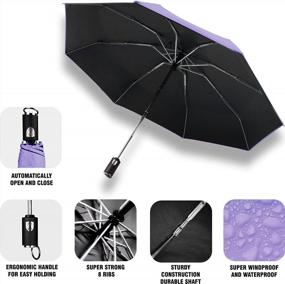 img 3 attached to Компактный и удобный: автоматически открывающийся и закрывающийся зонт для путешествий и повседневного использования - ветрозащитный, легкий и с тефлоновым покрытием
