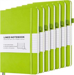 img 4 attached to 7-Pack A5 Ruled Writing Journal Bulk With Hardcover PU Leather, Thick 100 GSM Numbered Pages, Index Content, Inner Pockets, And Bookmarks - Ideal Notebook For Men And Women In Green Color