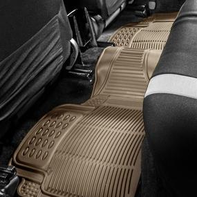 img 1 attached to FH Group 3 Row Climaproof™ Non-Slip Vinyl Floor Mats with 🚗 Cargo Liner - Universal Fit (Beige) for Cars, Trucks, and SUVs - F11306-F16401