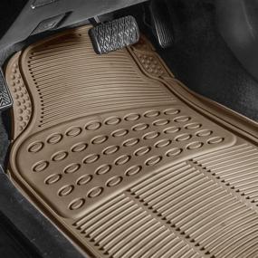 img 3 attached to FH Group 3 Row Climaproof™ Non-Slip Vinyl Floor Mats with 🚗 Cargo Liner - Universal Fit (Beige) for Cars, Trucks, and SUVs - F11306-F16401