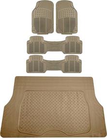 img 4 attached to FH Group 3 Row Climaproof™ Non-Slip Vinyl Floor Mats with 🚗 Cargo Liner - Universal Fit (Beige) for Cars, Trucks, and SUVs - F11306-F16401